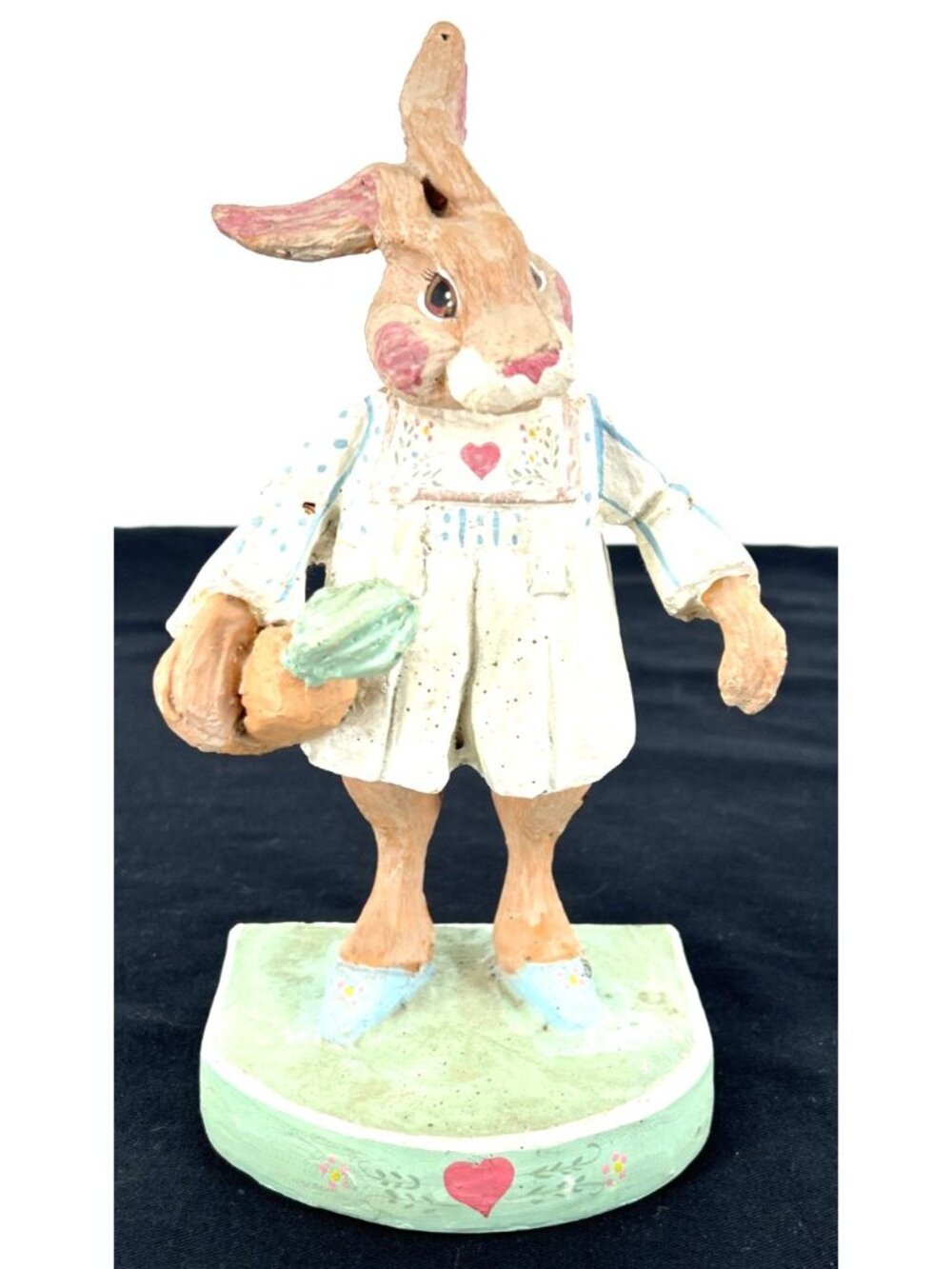 House of Hatten Wood Easter Bunny Rabbit Holding Carrot Figurine 1994 FLAW 9"